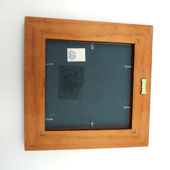 Set 2 Rustic Quilted Pattern Wall Art 7.5" Wooden Frames Large Star Dahlia - Picture 3 of 10